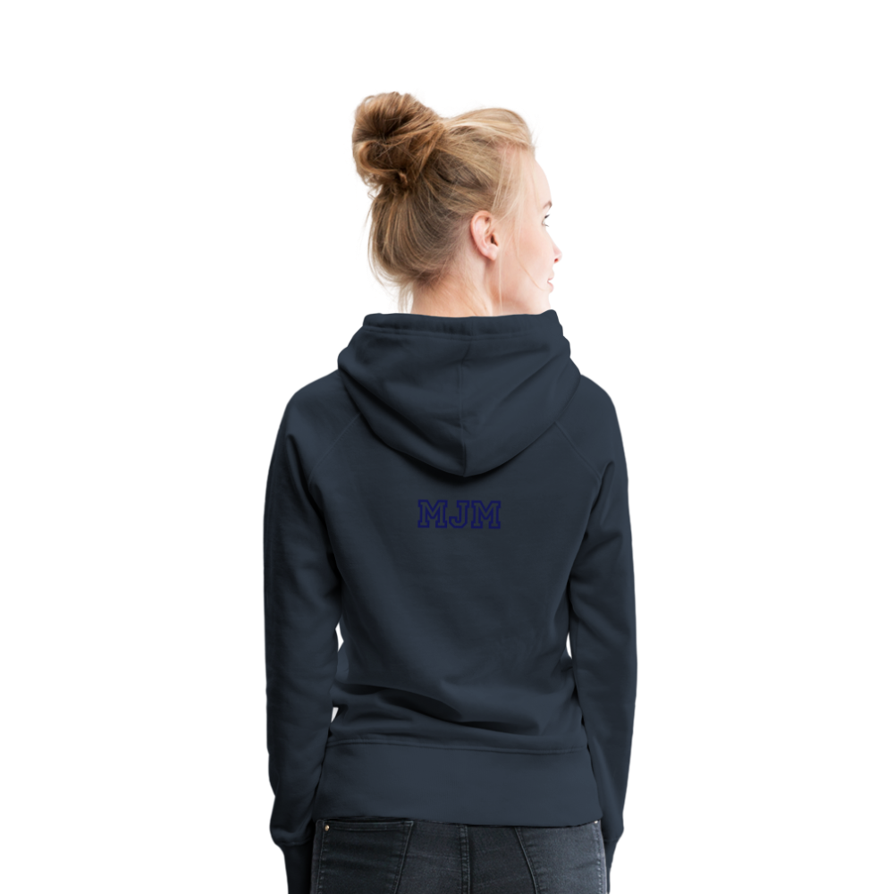 Sudadera con capucha premium para mujer"Samurai Burger" - navy