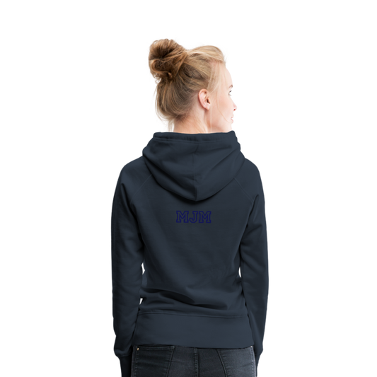 Sudadera con capucha premium para mujer"Samurai Burger" - navy