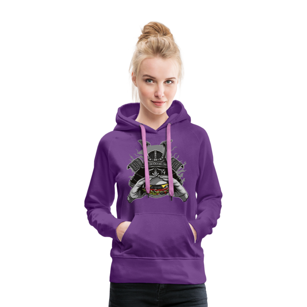 Sudadera con capucha premium para mujer"Samurai Burger" - purple