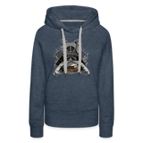 Sudadera con capucha premium para mujer"Samurai Burger" - heather denim