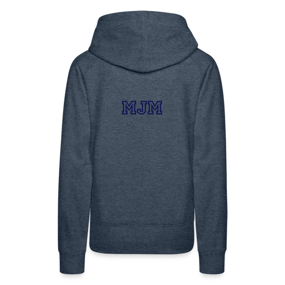 Sudadera con capucha premium para mujer"Samurai Burger" - heather denim