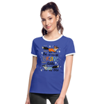 Camiseta contraste mujer"be brave" - blue/white