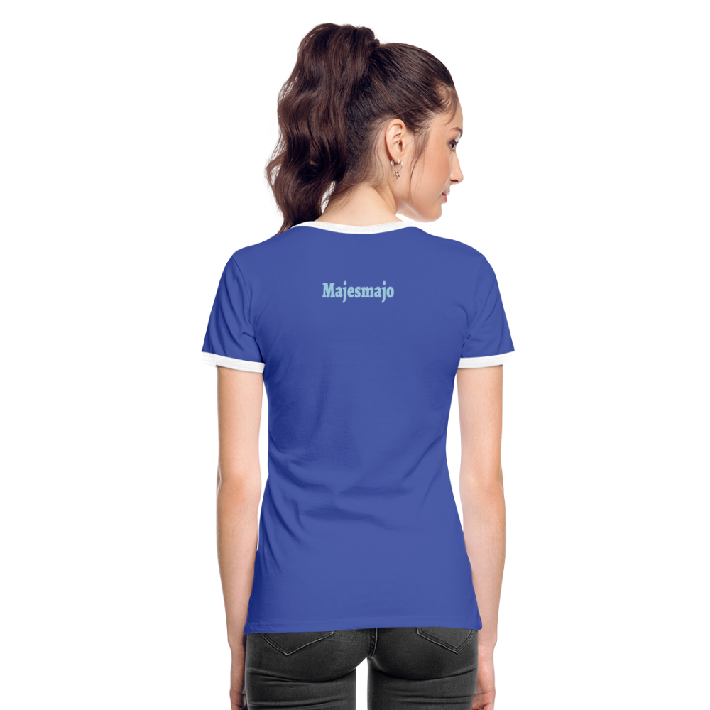 Camiseta contraste mujer"be brave" - blue/white
