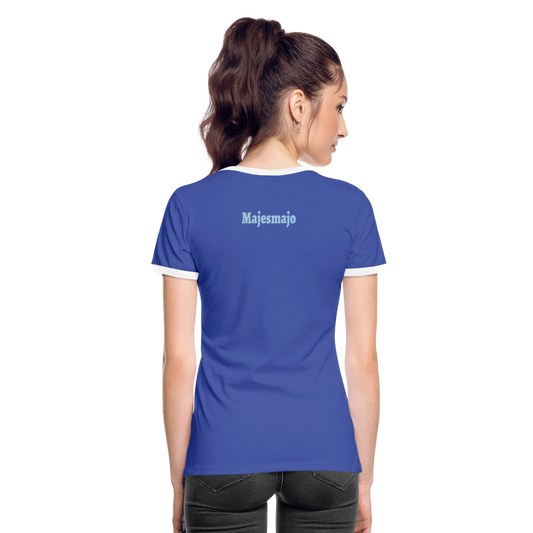 Camiseta contraste mujer"be brave" - blue/white