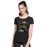 Camiseta contraste mujer"be brave" - black/white