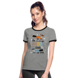 Camiseta contraste mujer"be brave" - heather grey/black