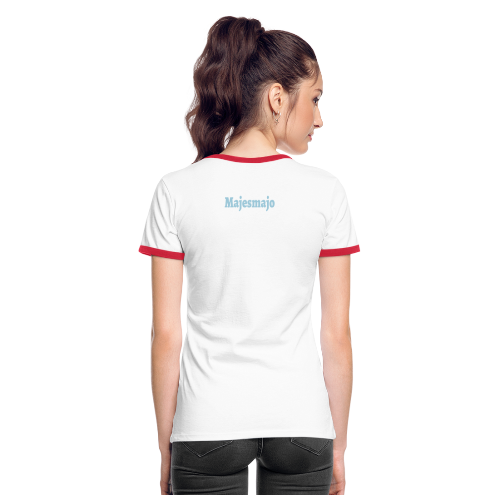 Camiseta contraste mujer"be brave" - white/red