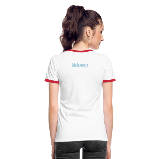 Camiseta contraste mujer"be brave" - white/red