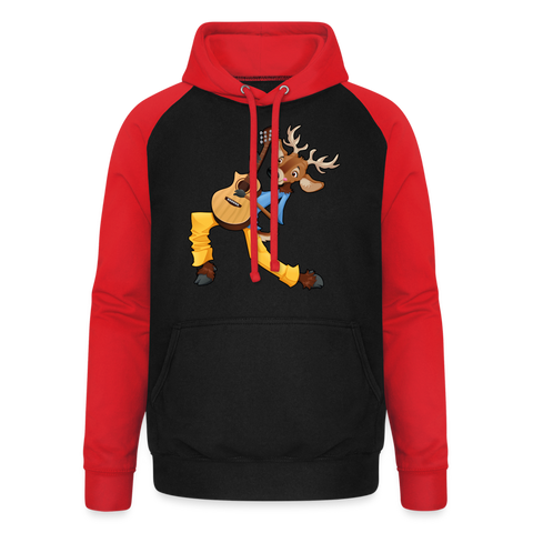 Sudadera con capucha de béisbol unisex"guitarist deer" - black/red