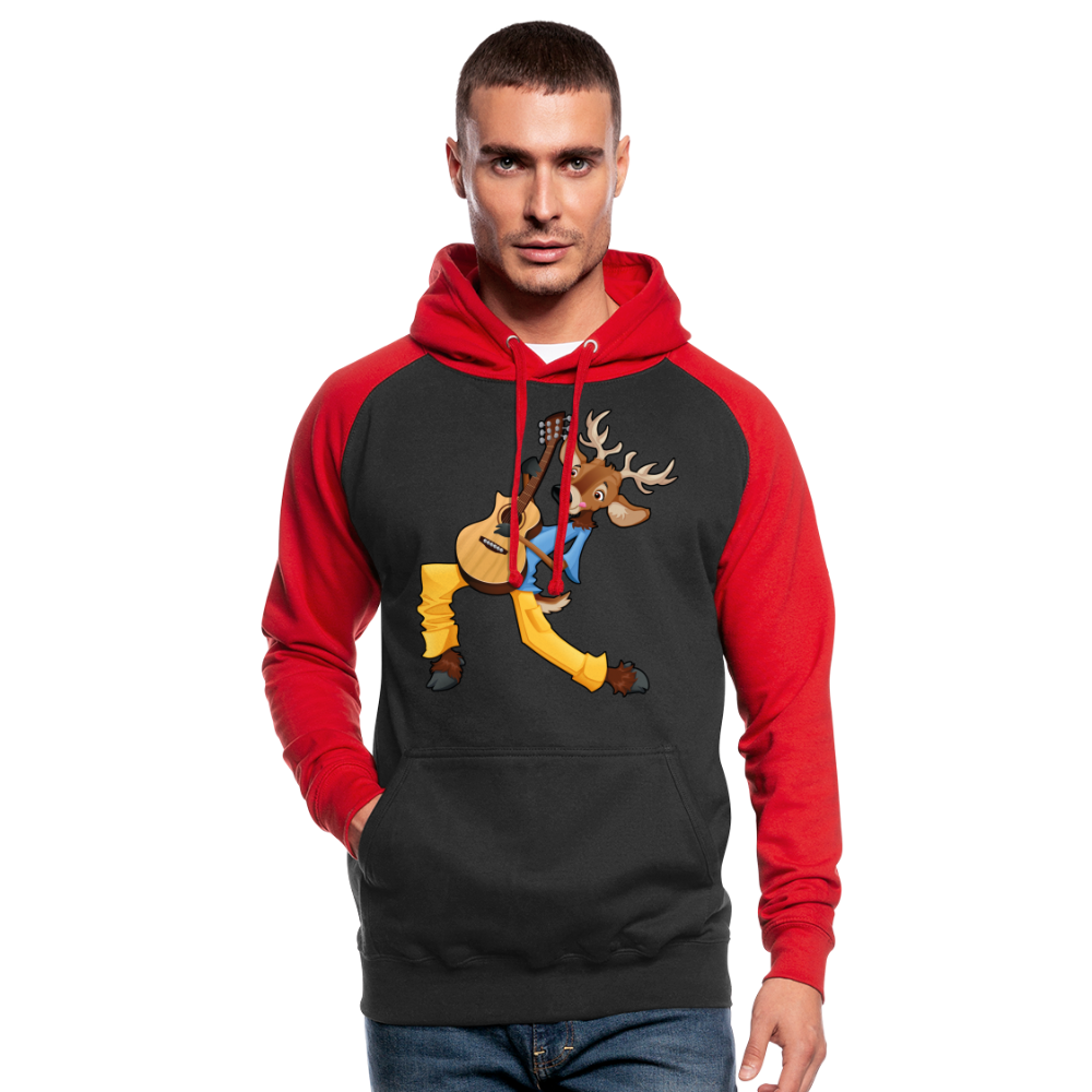 Sudadera con capucha de béisbol unisex"guitarist deer" - black/red