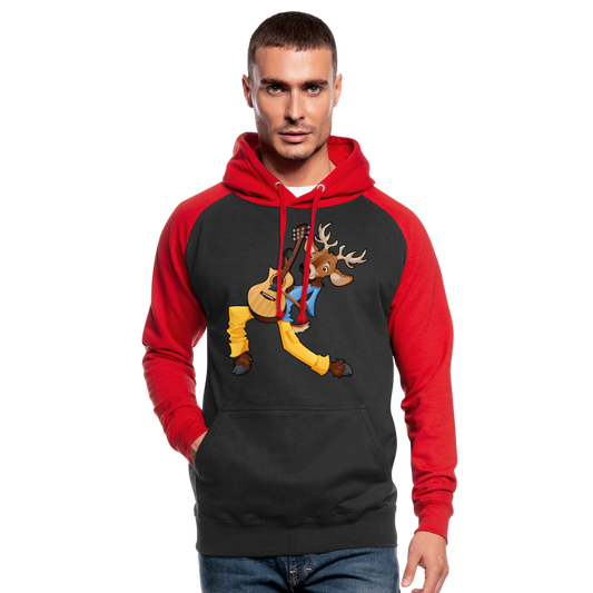 Sudadera con capucha de béisbol unisex"guitarist deer" - black/red
