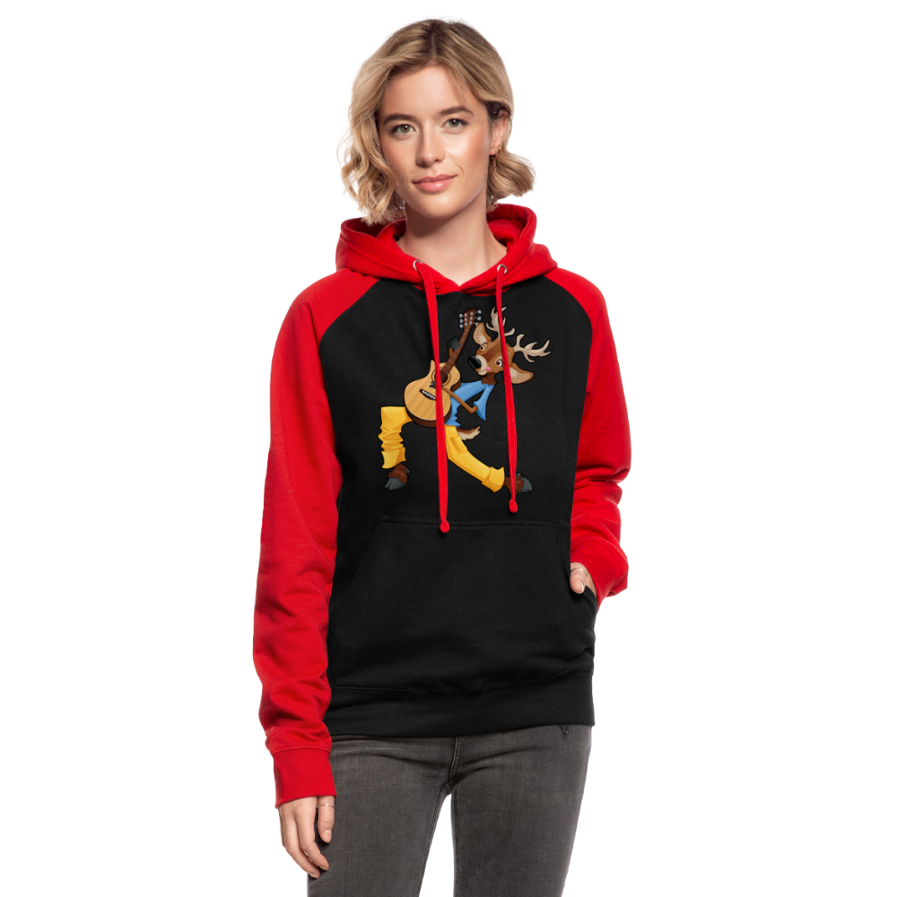 Sudadera con capucha de béisbol unisex"guitarist deer" - black/red