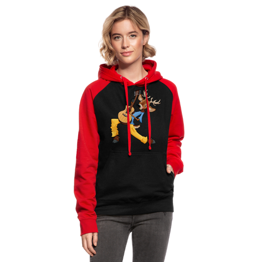 Sudadera con capucha de béisbol unisex"guitarist deer" - black/red