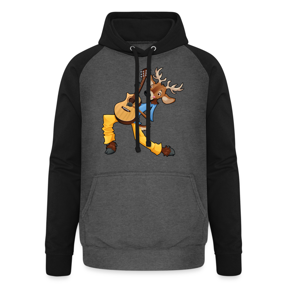 Sudadera con capucha de béisbol unisex"guitarist deer" - graphite/black