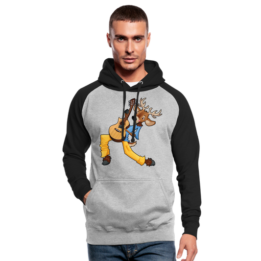 Sudadera con capucha de béisbol unisex"guitarist deer" - heather grey/black