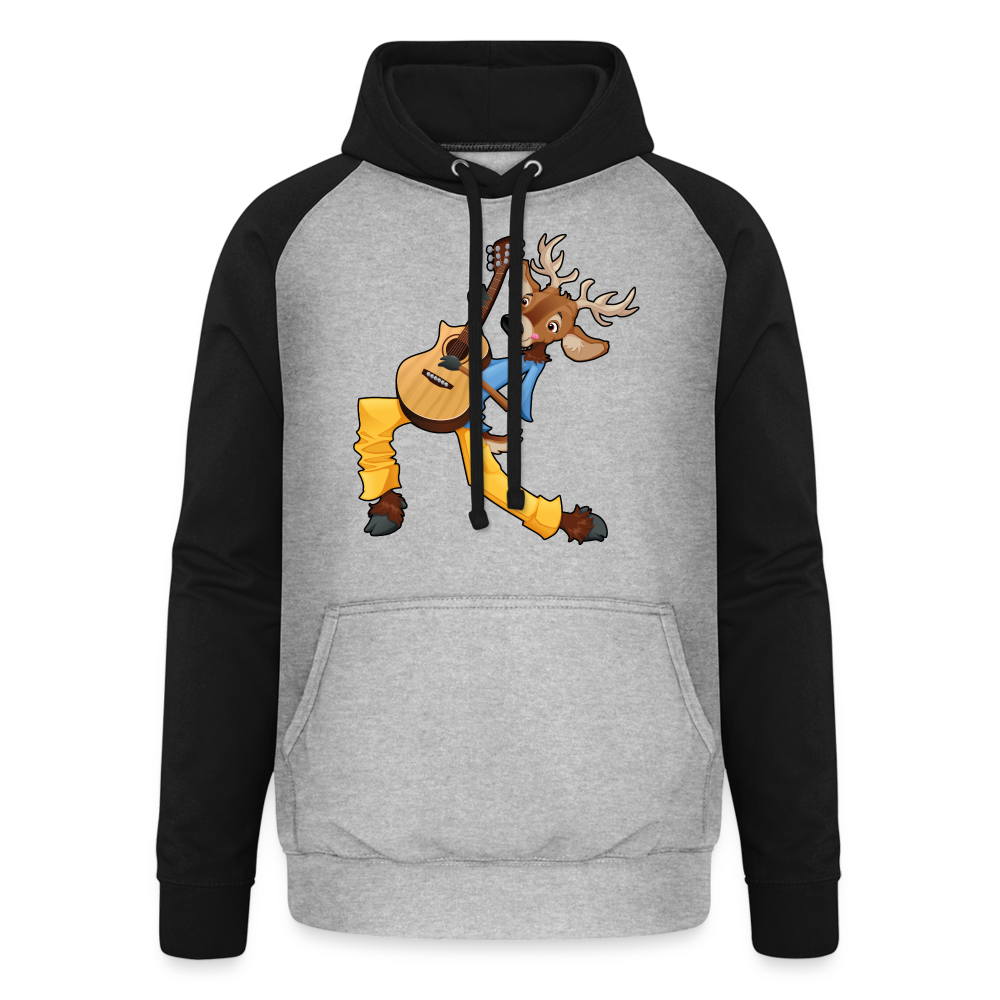 Sudadera con capucha de béisbol unisex"guitarist deer" - heather grey/black