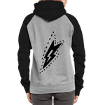 Sudadera con capucha de béisbol unisex"guitarist deer" - heather grey/black