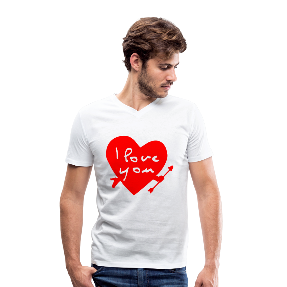 Camiseta ecológica hombre con cuello de pico de Stanley & Stella"I love you" - white