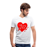 Camiseta ecológica hombre con cuello de pico de Stanley & Stella"I love you" - white