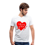 Camiseta ecológica hombre con cuello de pico de Stanley & Stella"I love you" - white