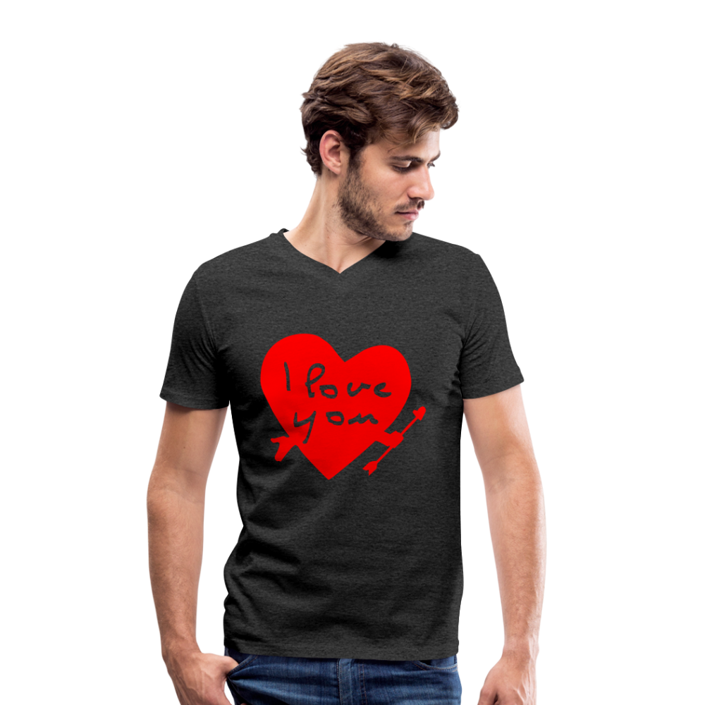 Camiseta ecológica hombre con cuello de pico de Stanley & Stella"I love you" - charcoal grey