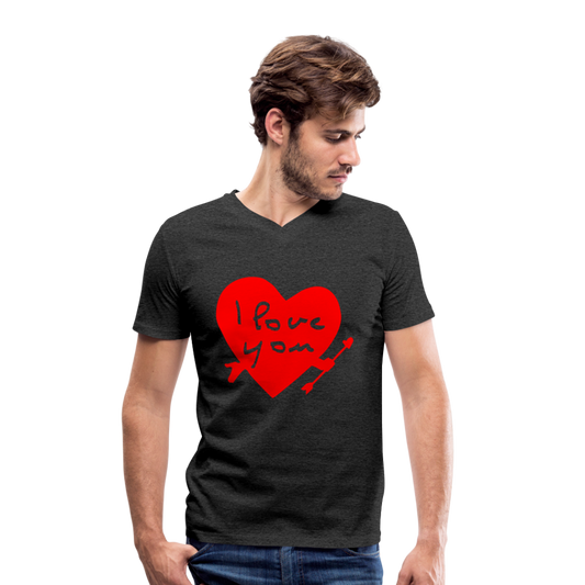 Camiseta ecológica hombre con cuello de pico de Stanley & Stella"I love you" - charcoal grey