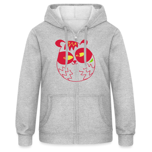 Chaqueta con capucha de alto gramaje para mujer"koala y panda" - heather grey
