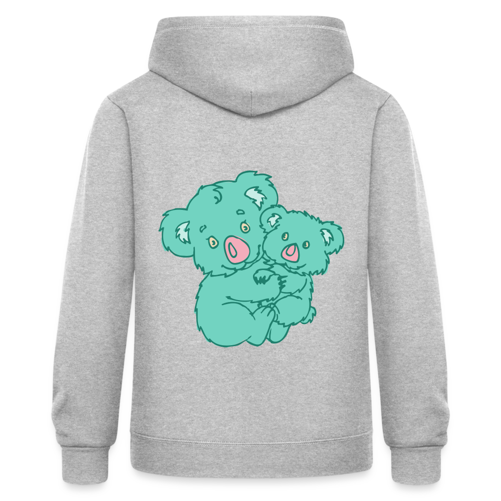 Chaqueta con capucha de alto gramaje para mujer"koala y panda" - heather grey