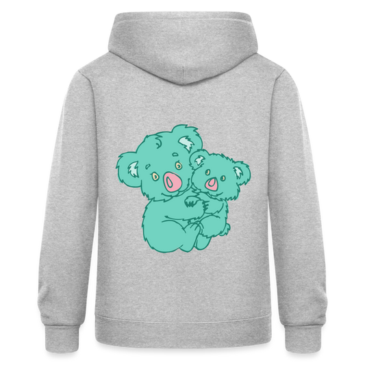 Chaqueta con capucha de alto gramaje para mujer"koala y panda" - heather grey