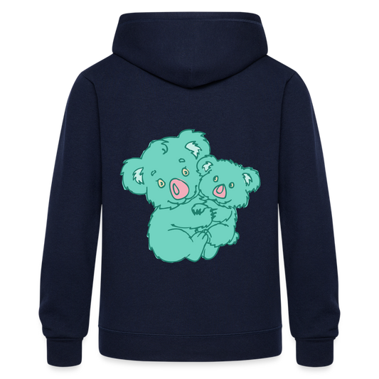 Chaqueta con capucha de alto gramaje para mujer"koala y panda" - navy