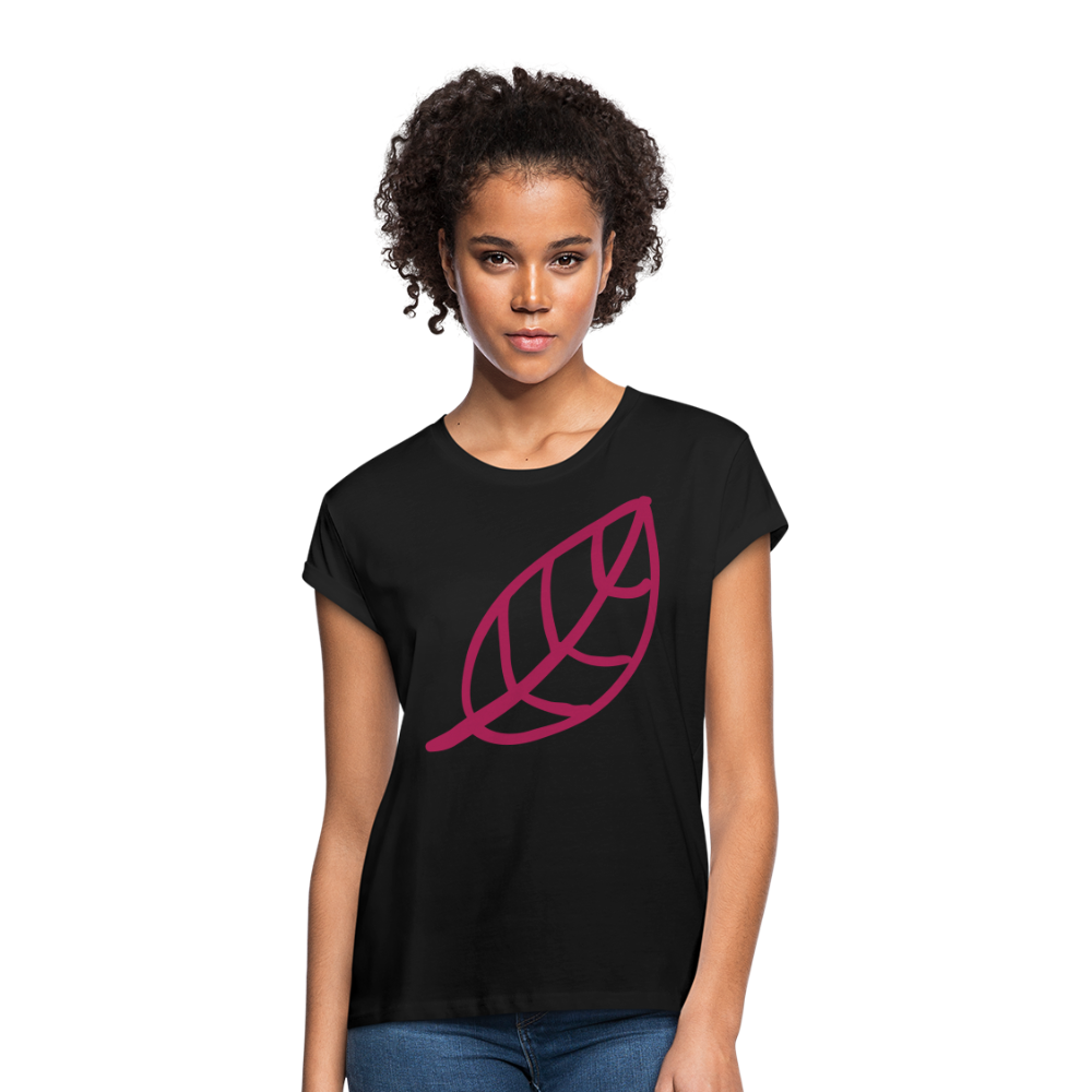 Camiseta holgada de mujer"Leaf" - black
