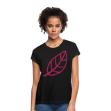 Camiseta holgada de mujer"Leaf" - black