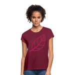 Camiseta holgada de mujer"Leaf" - bordeaux