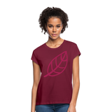 Camiseta holgada de mujer"Leaf" - bordeaux