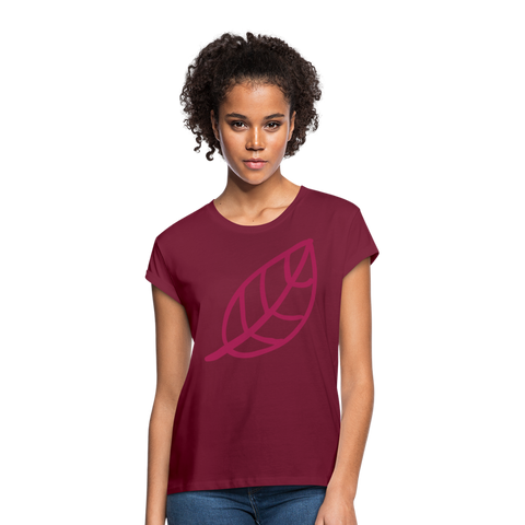 Camiseta holgada de mujer"Leaf" - bordeaux