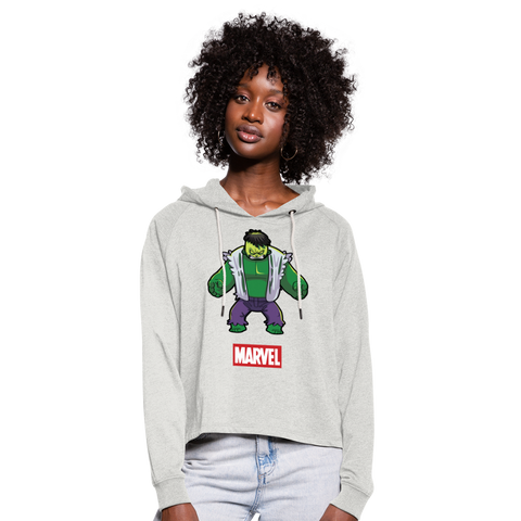 Sudadera cropped con capucha"Hulk" - heather oatmeal