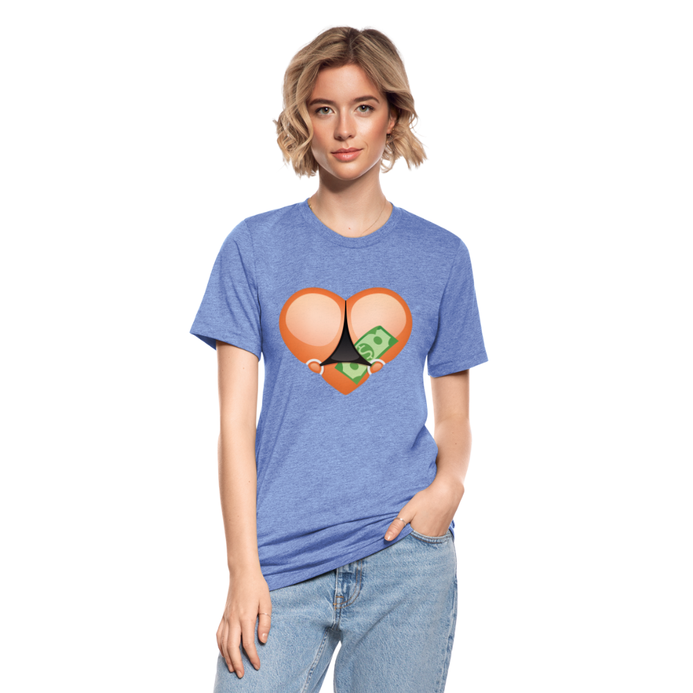Camiseta Tri-Blend unisex de Bella + Canvas"Stripper heart" - heather blue