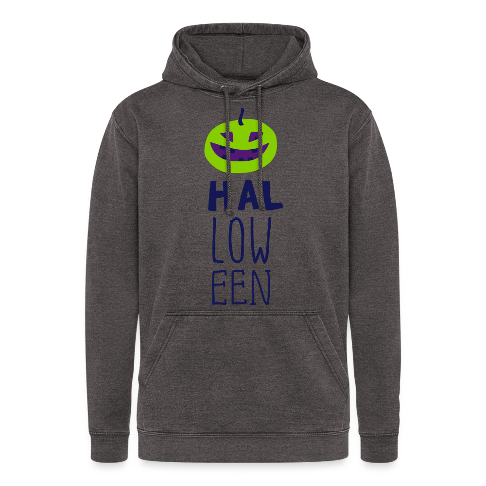 Nuestra sudadera con capucha vintage"Halloween pumpkin" - washed charcoal