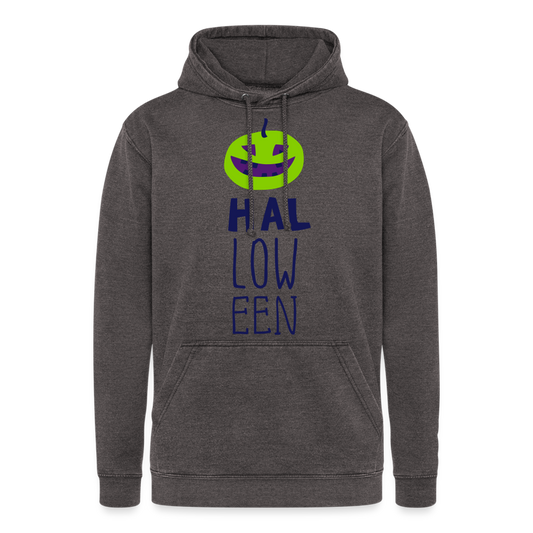 Nuestra sudadera con capucha vintage"Halloween pumpkin" - washed charcoal