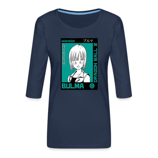 Camiseta premium de manga 3/4 para mujer"bulma" - navy