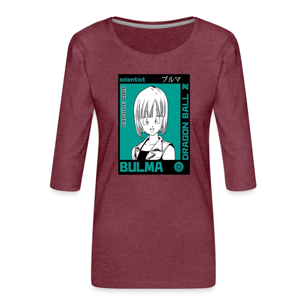 Camiseta premium de manga 3/4 para mujer"bulma" - heather burgundy