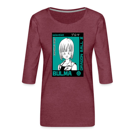 Camiseta premium de manga 3/4 para mujer"bulma" - heather burgundy