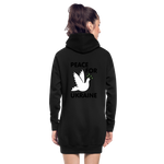 Sudadera vestido con capucha"peace bird outline" - black