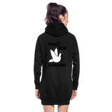 Sudadera vestido con capucha"peace bird outline" - black