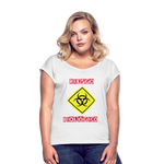 Camiseta con manga enrollada mujer"riesgo biologico" - white