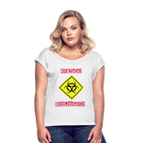 Camiseta con manga enrollada mujer"riesgo biologico" - white