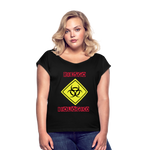 Camiseta con manga enrollada mujer"riesgo biologico" - black