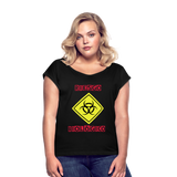 Camiseta con manga enrollada mujer"riesgo biologico" - black