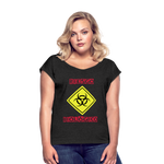 Camiseta con manga enrollada mujer"riesgo biologico" - heather black