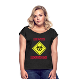 Camiseta con manga enrollada mujer"riesgo biologico" - heather black